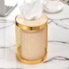 Metal Mesh Tissue Holder, 13.5 x 13.5 cm, Gold, for Home Office, Bathroom, Bedroom, Living Room