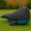 B&S Happy Zoo Play Animal Whale Ben - Blue | Soft Ride-On Plush Toy for Kids | Fun Indoor/Outdoor Play | L190 x B130 x H90 cm | Cuddly, Safe & Durable Whale-Shaped Animal for Imaginative Play