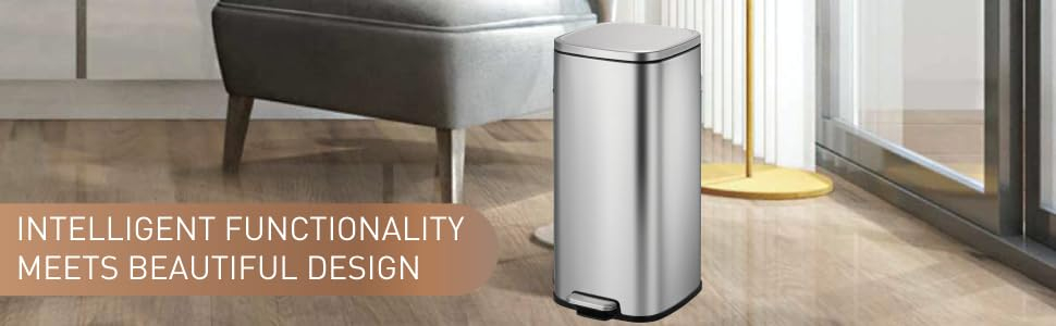 EKO - Stella Stainless Steel Pedal Bin - Step Bin with Soft Close Lid